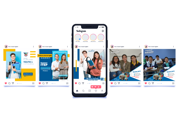 mockup-redes Diseño Tuned English Juan Pablo Orellana Marketing Digital